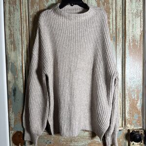 Rachel Zoe Mock Turtle Soft Blush Pink/Beige Large Sweater